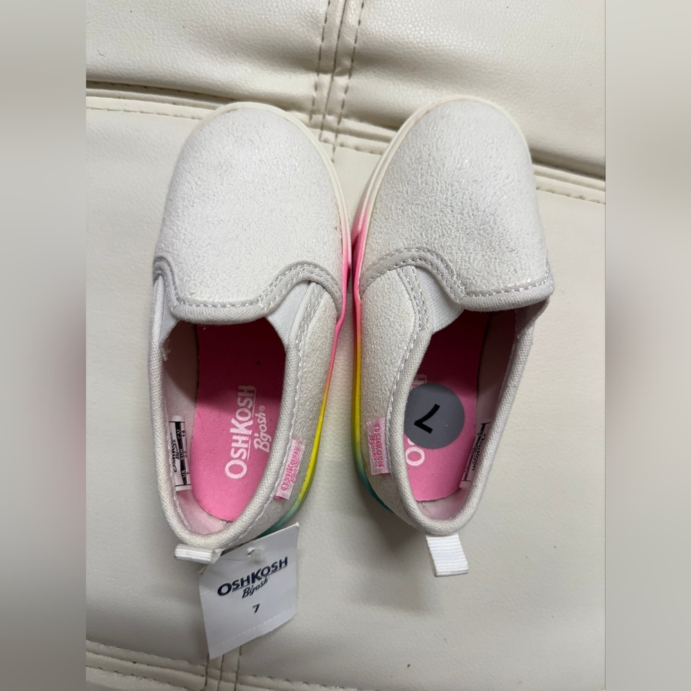 OshKosh B'gosh Kids Slip-On Sneakers - White and Pink